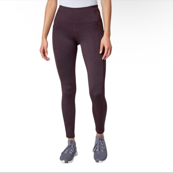 Mondetta Pants - MONDETTA Womens Midweight Brushed Purple Jacquard Legging Size XL Pockets